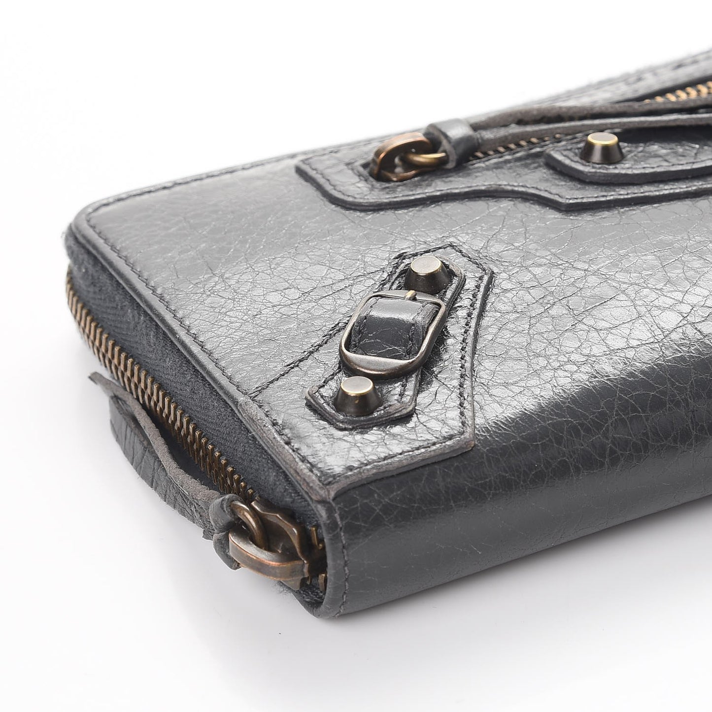 Agneau Classic Hardware Continental Zip Around Wallet Gris Fossile