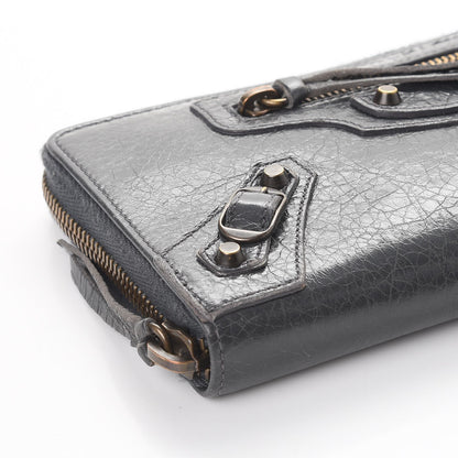 Balenciaga Agneau Classic Hardware Continental Zip Around Wallet Gris Fossile 9 of 11