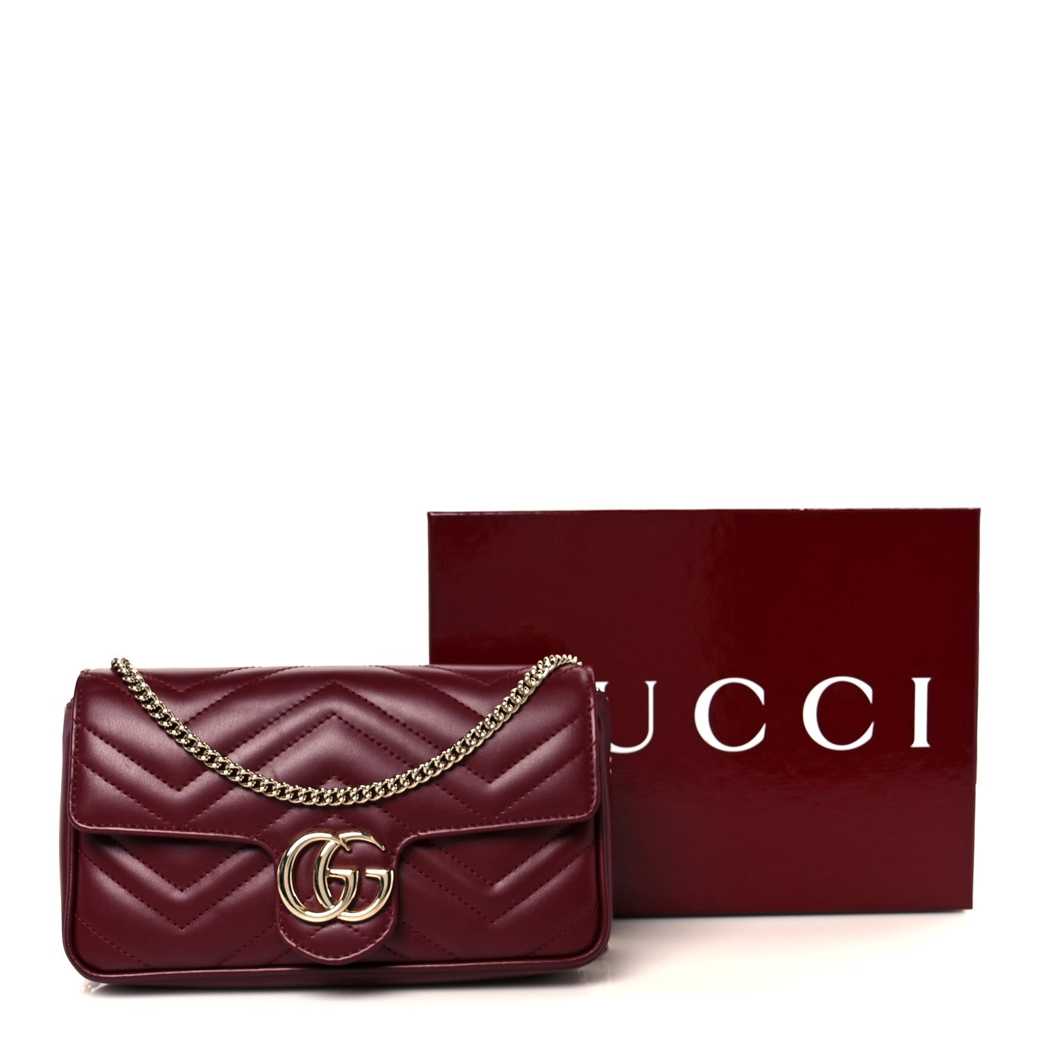 Gucci Calfskin Matelasse Mini GG Marmont Shoulder Bag With Card Holder Rosso Ancora 12 of 12