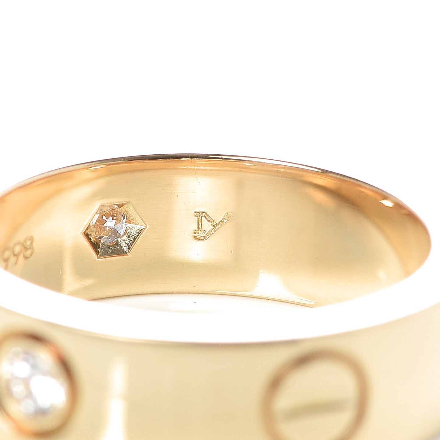 18K Yellow Gold 3 Diamond 5.5mm LOVE Ring 51 5.75
