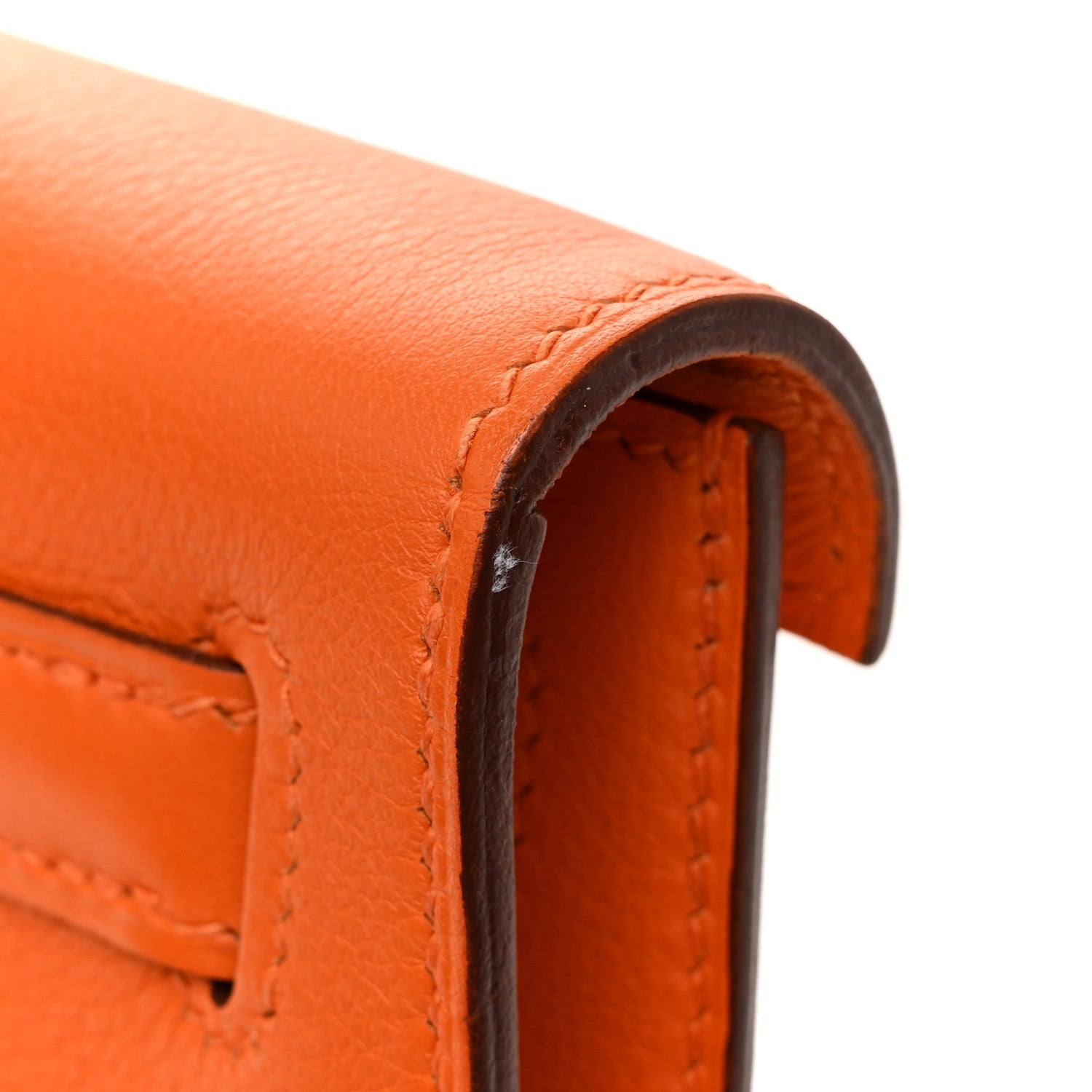 Hermes Evergrain Kelly Longue Clutch Pochette Orange 9 of 12