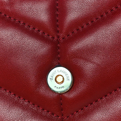 Saint Laurent Lambskin Quilted Toy Loulou Puffer Monogram Chain Satchel Red 14 of 17