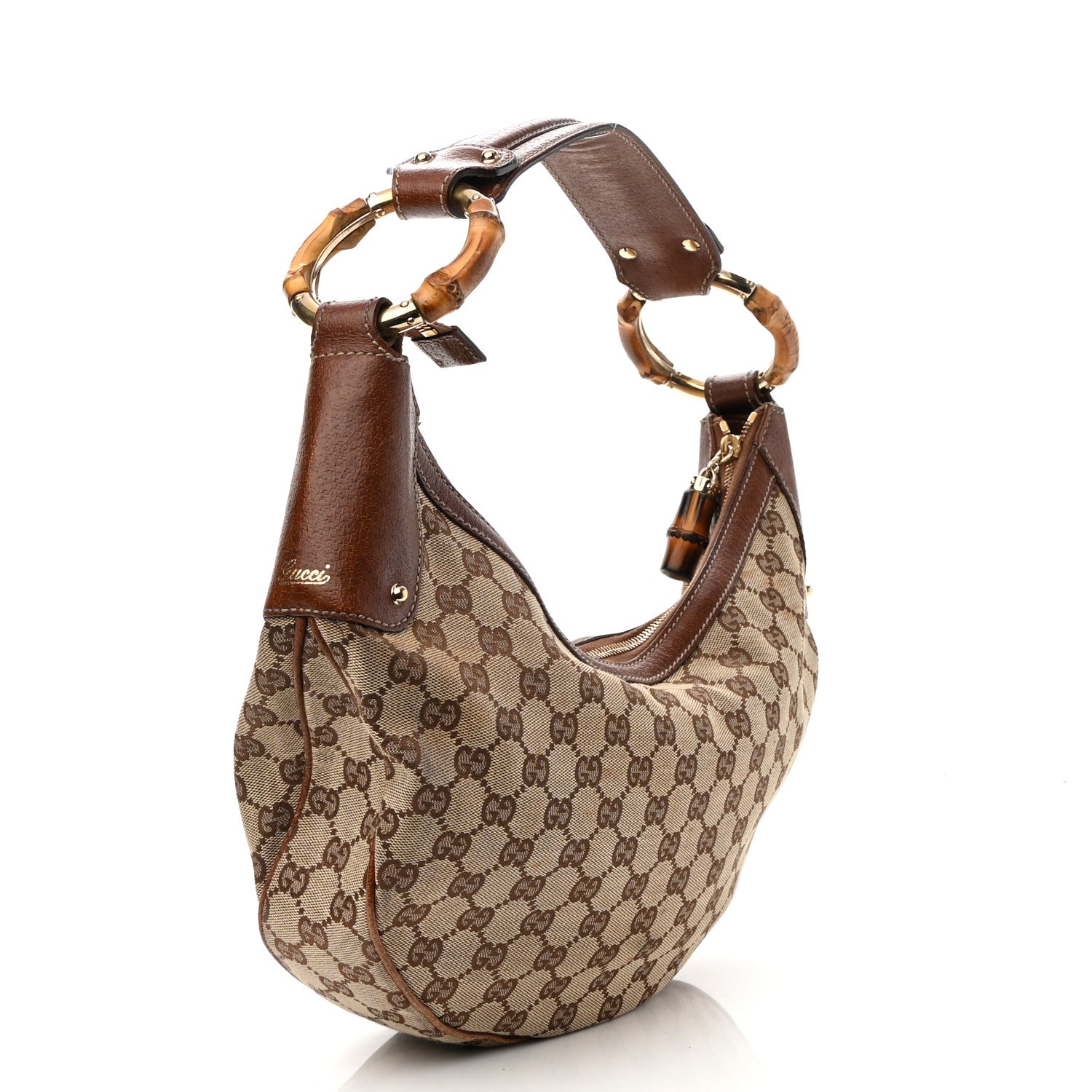 Gucci Monogram Bamboo Ring Hobo Brown 3 of 14