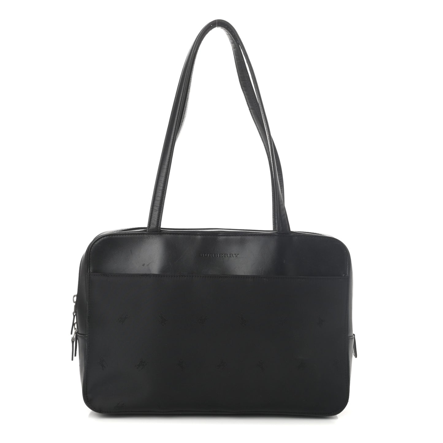 Calfskin Nylon Shoulder Bag Black