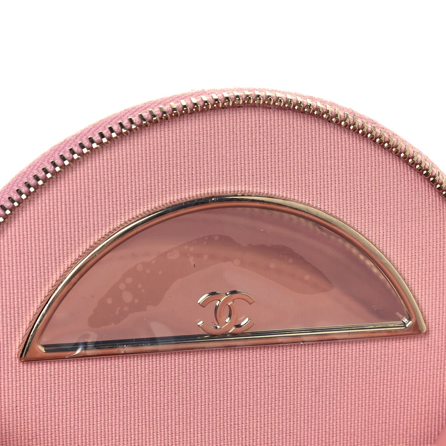 Caviar Quilted Round Handle With Care Vanity With Chain Pink