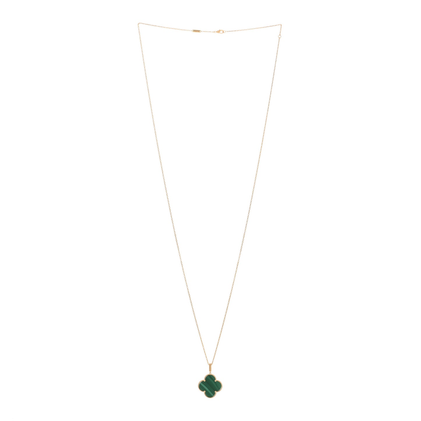 18K Yellow Gold Malachite Magic Alhambra Pendant Necklace