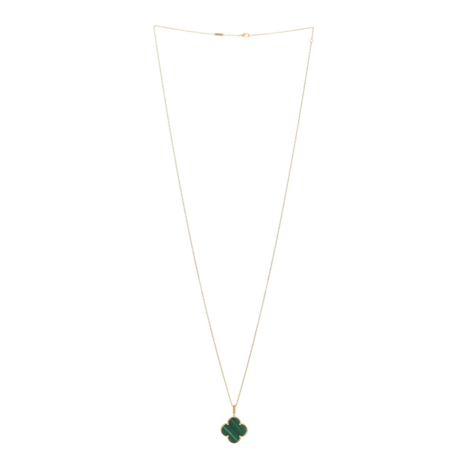 Van Cleef & Arpels 18K Yellow Gold Malachite Magic Alhambra Pendant Necklace 2 of 3