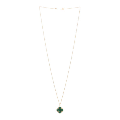 Van Cleef & Arpels 18K Yellow Gold Malachite Magic Alhambra Pendant Necklace 2 of 3