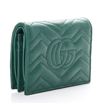 Gucci Calfskin Matelasse GG Marmont Card Case Wallet Emerald 2 of 6