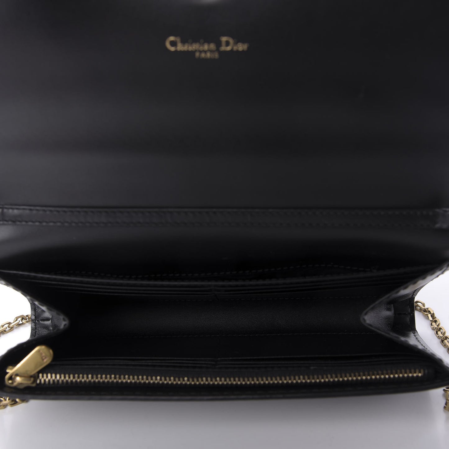 Smooth Calfskin J'adior Croisiere Chain Wallet Black