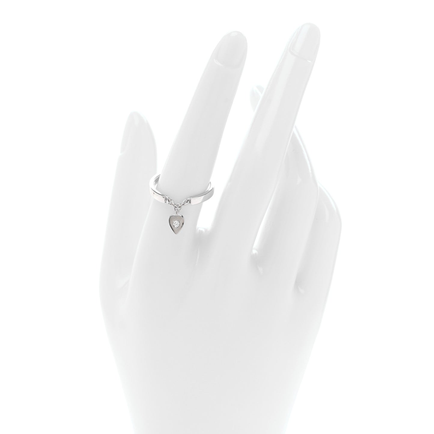 18K White Gold Diamond Mon Amour Heart Charm Ring 57 8