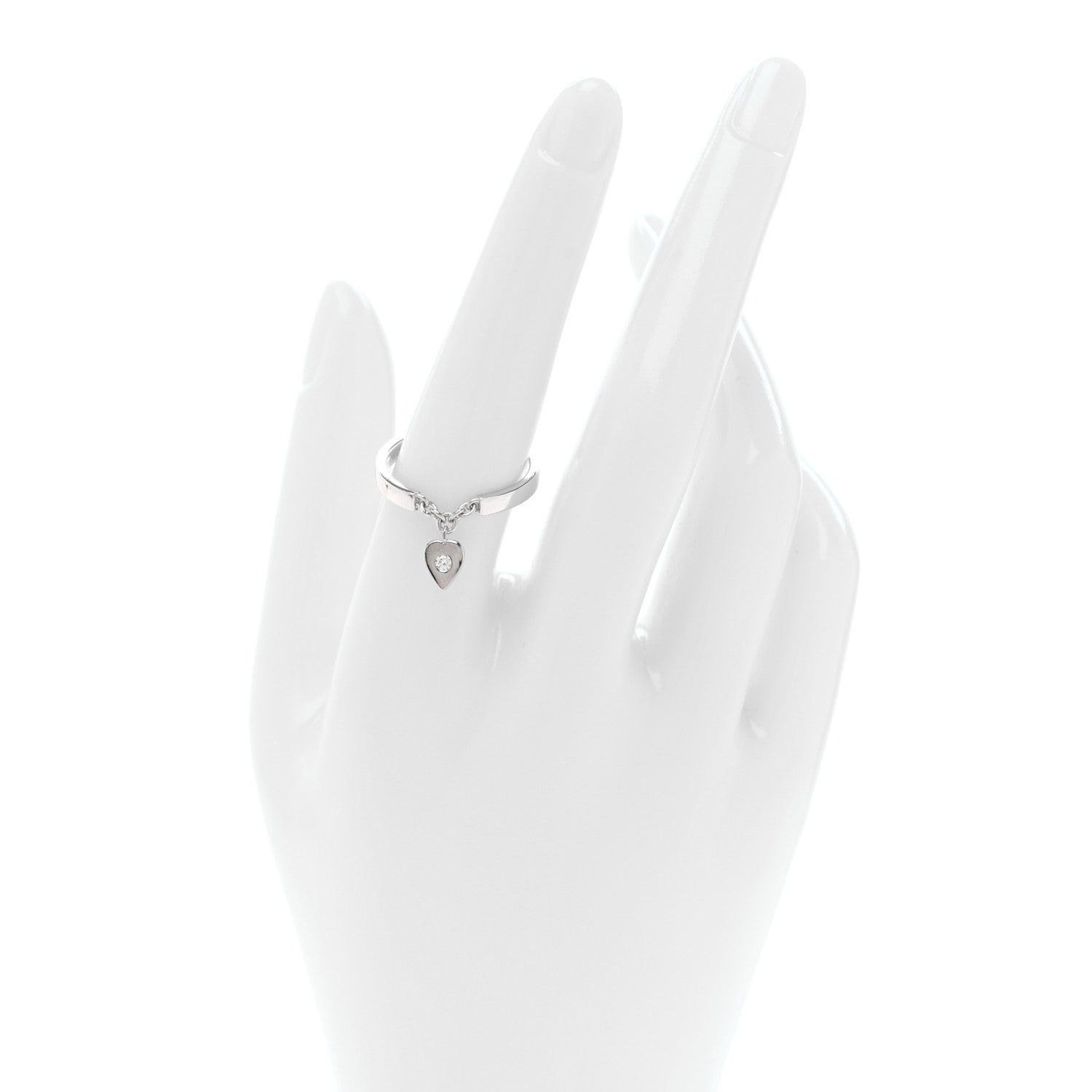 Cartier 18K White Gold Diamond Mon Amour Heart Charm Ring 57 8 2 of 4