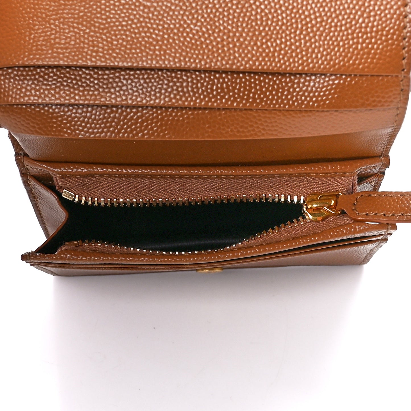 Grain De Poudre Matelasse Chevron Monogram Flap Card Case Dark Natural
