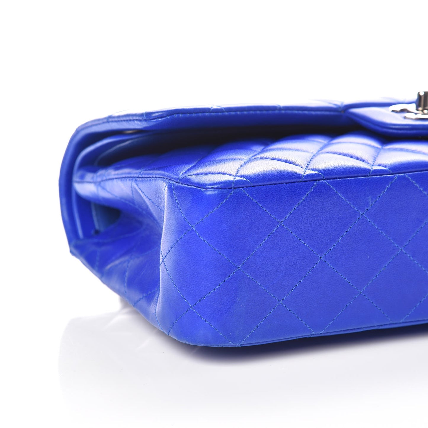 Lambskin Quilted Medium Double Flap Blue