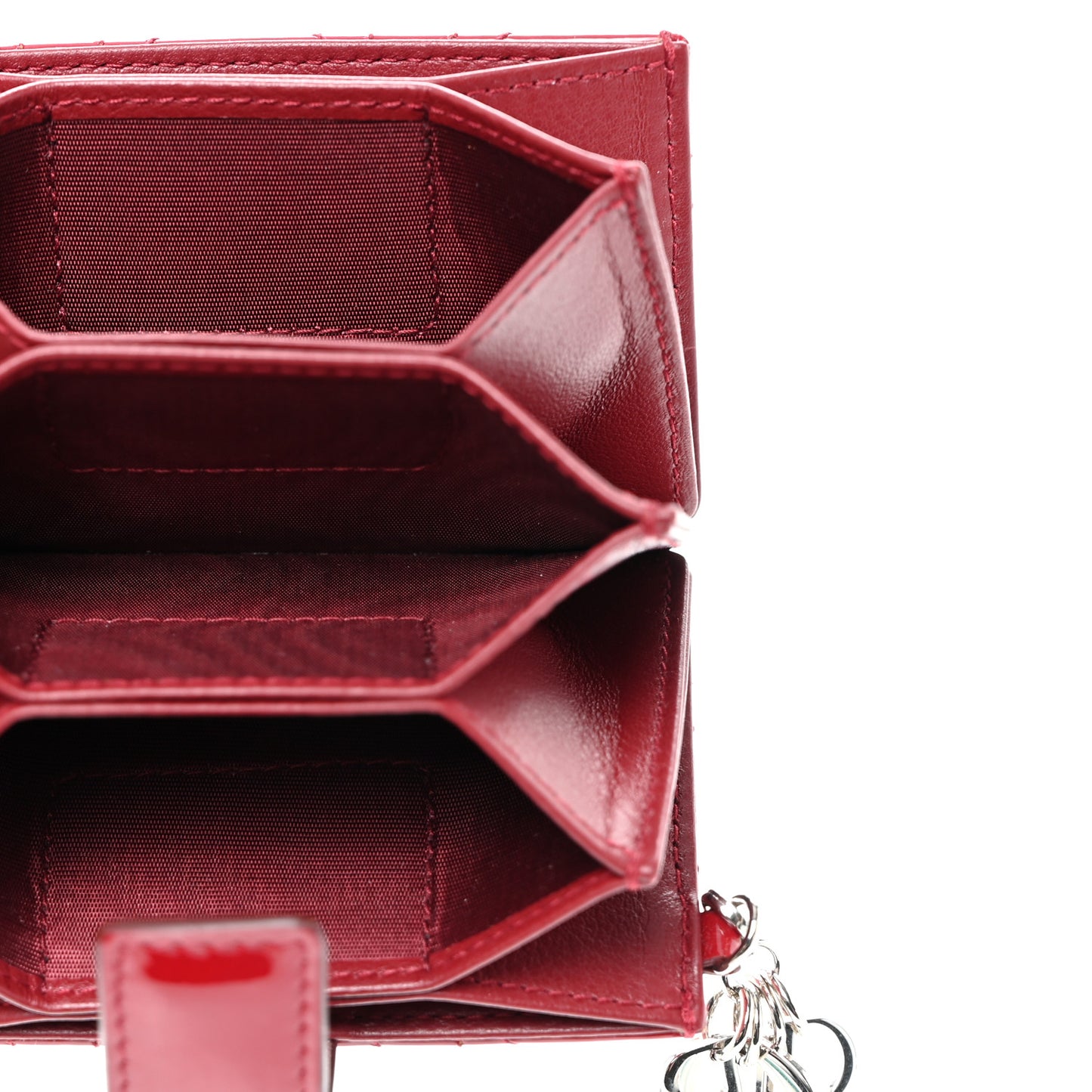 Patent Cannage Lady Dior 5-Gusset Card Holder Scarlet