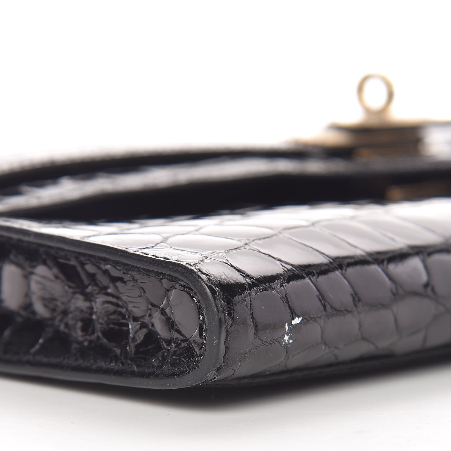 Hermes Shiny Niloticus Crocodile Kelly Cut Pochette Black 26 of 28