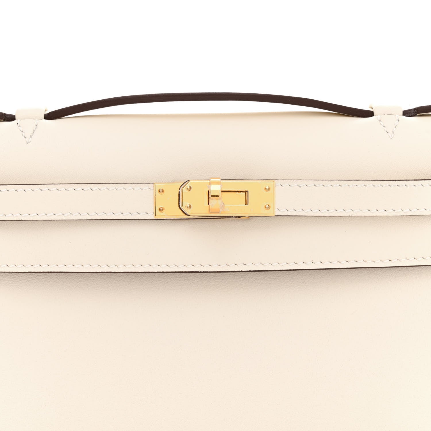 Hermes Swift Horseshoe Kelly Pochette Clutch Nata Gold 25 of 32