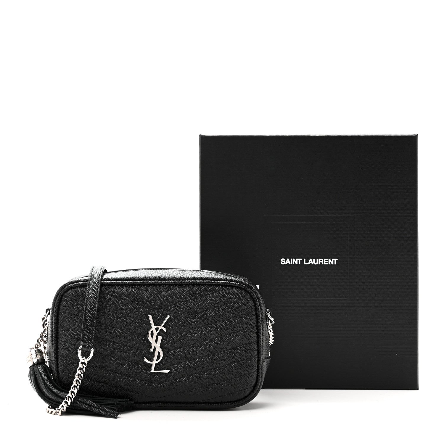 Saint Laurent Grain De Poudre Matelasse Monogram Mini Lou Camera Bag Black 11 of 11