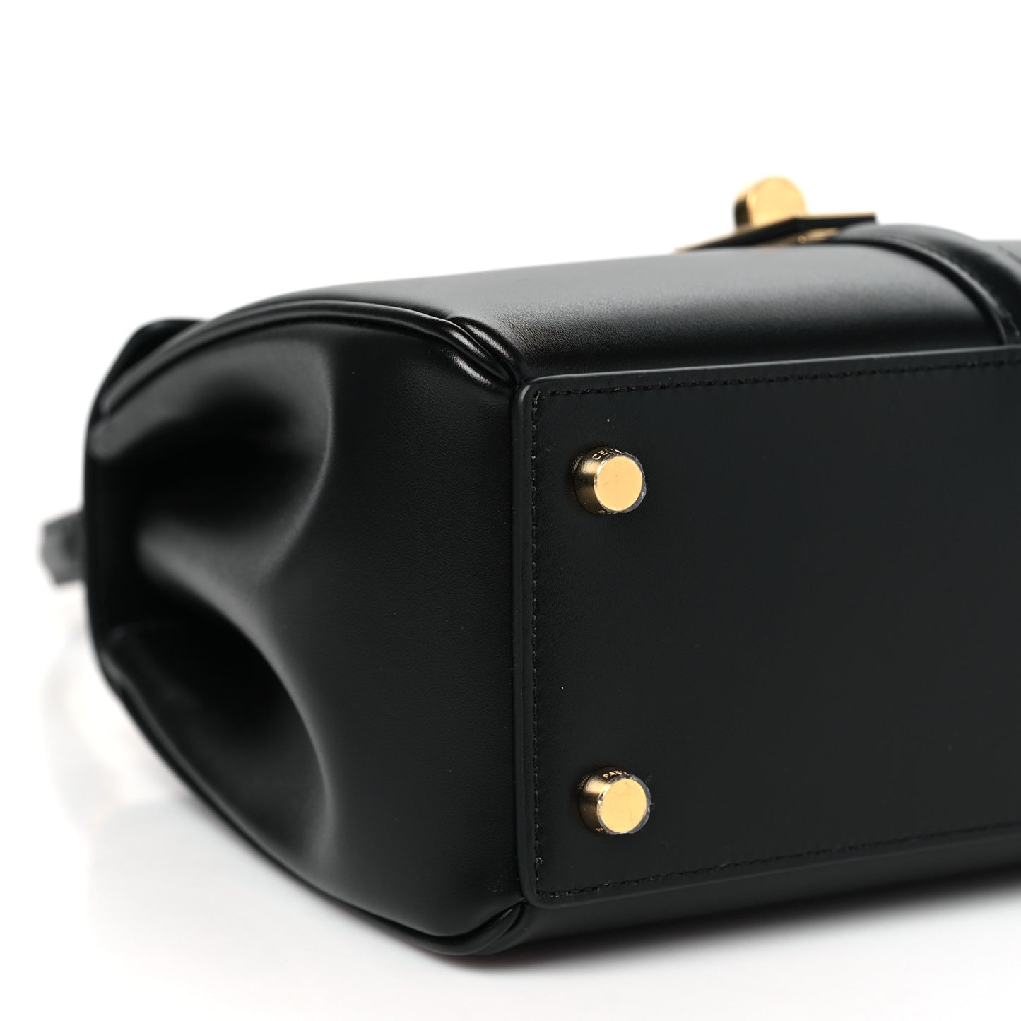 Satinated Calfskin Small 16 Top Handle Bag Black