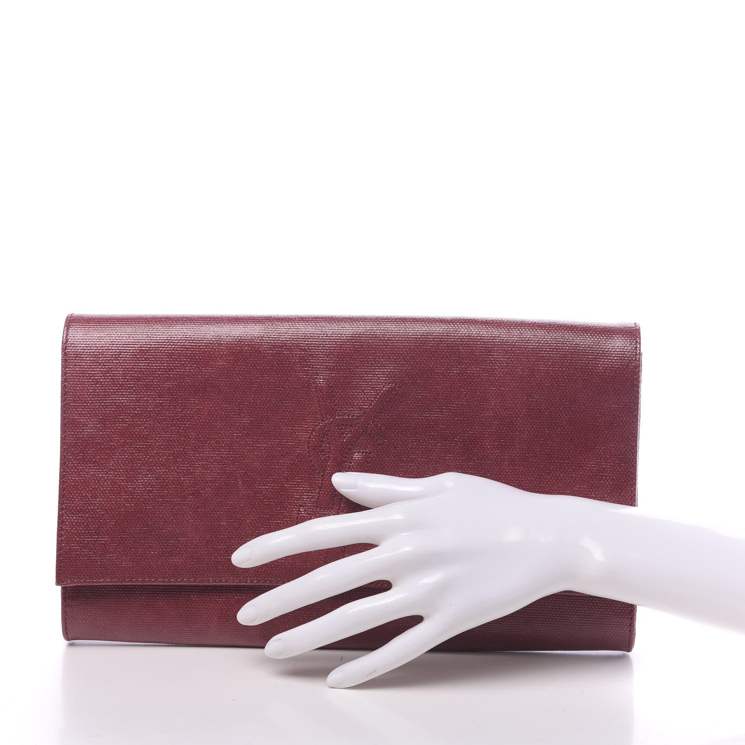 Saint Laurent Coated Linen Large Belle De Jour Clutch Palissandre 2 of 9