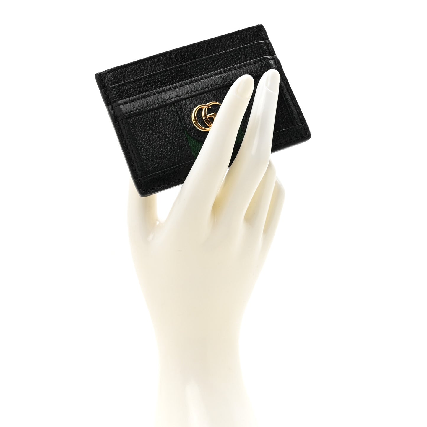 Calfskin Web GG Ophidia Card Holder Black