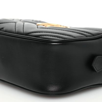 Gucci Calfskin Matelasse Small GG Marmont Chain Shoulder Bag Black 11 of 14
