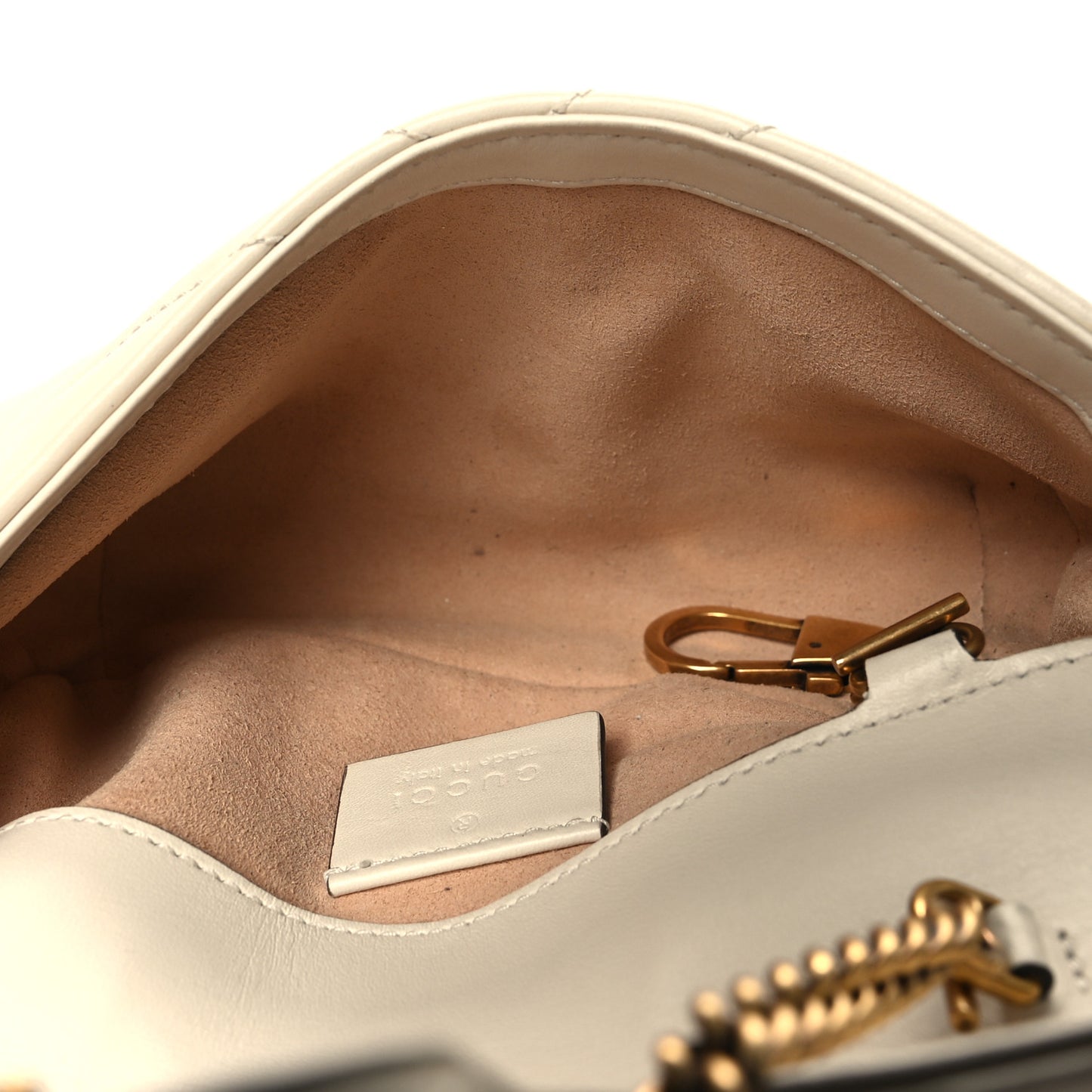 Calfskin Matelasse Super Mini GG Marmont Shoulder Bag White
