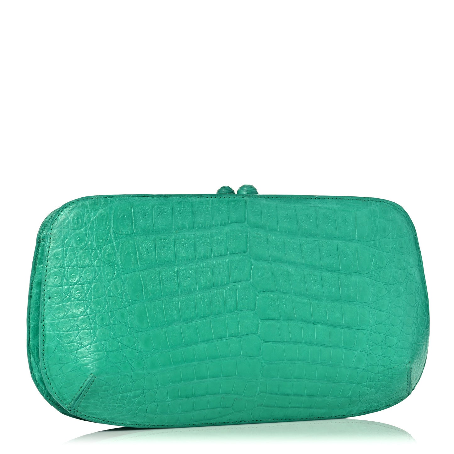 Crocodile Kisslock Clutch Green