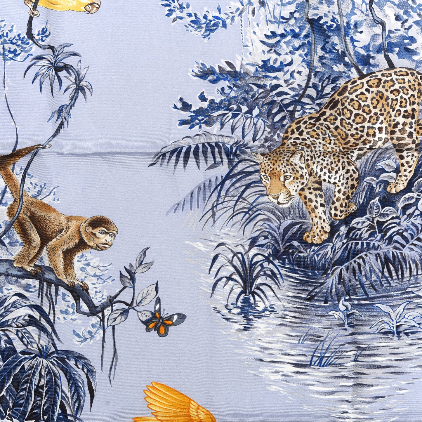 Silk Equateur Scarf 90 Bleu Jean Lavande