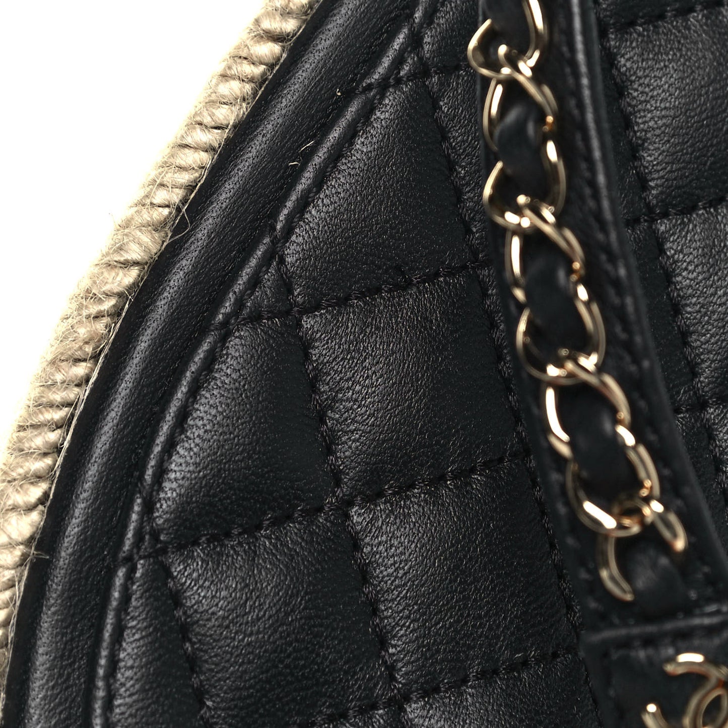 Lambskin Chain CC Thong Espadrille Sandals 37 Black