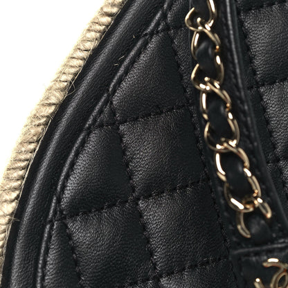 Chanel Lambskin Chain CC Thong Espadrille Sandals 37 Black 10 of 11