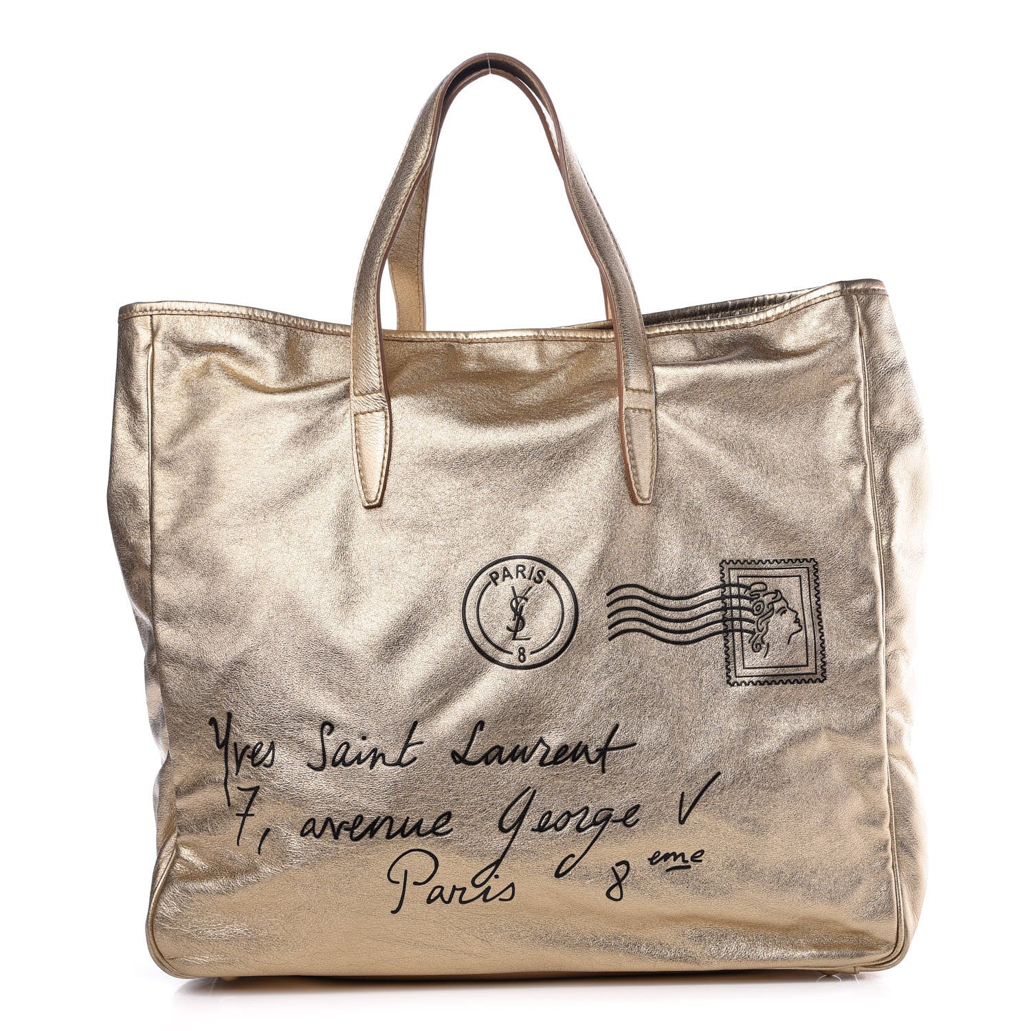 Saint Laurent Metallic Calfskin Y-Mail Tote Gold 1 of 15