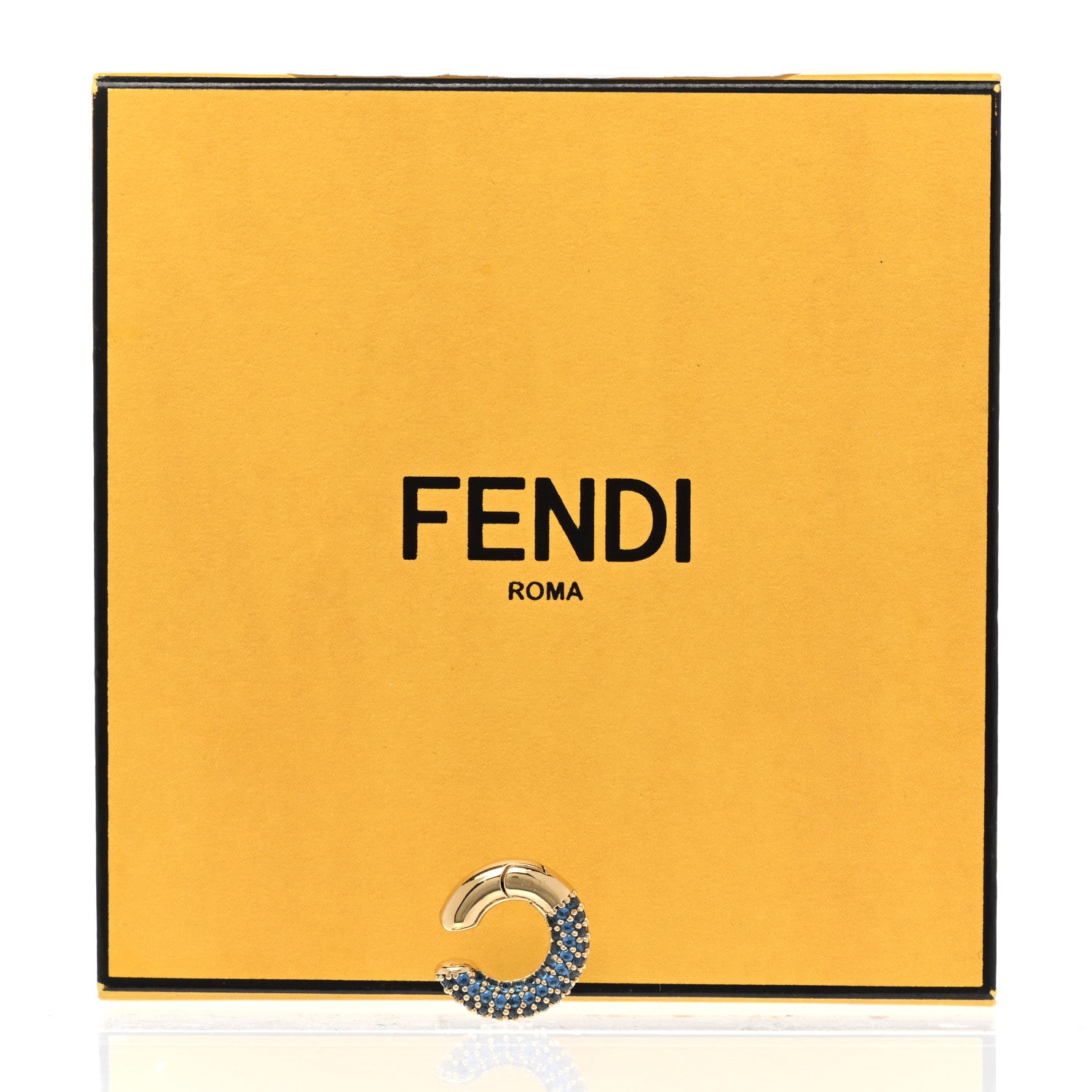 Fendi Metal Crystal Ear Cuff Blue Gold 5 of 5