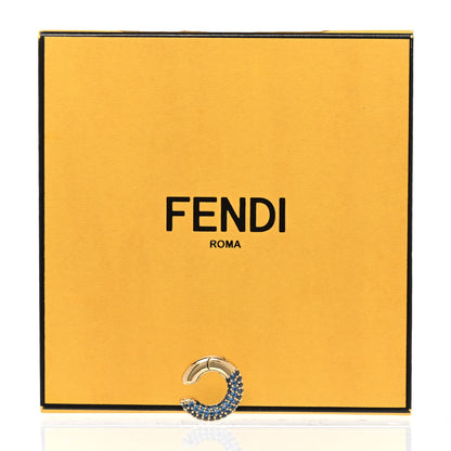 Fendi Metal Crystal Ear Cuff Blue Gold 5 of 5