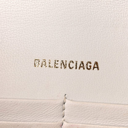 Balenciaga Shiny Calfskin Crocodile Embossed Hourglass Chain Bag White 6 of 9