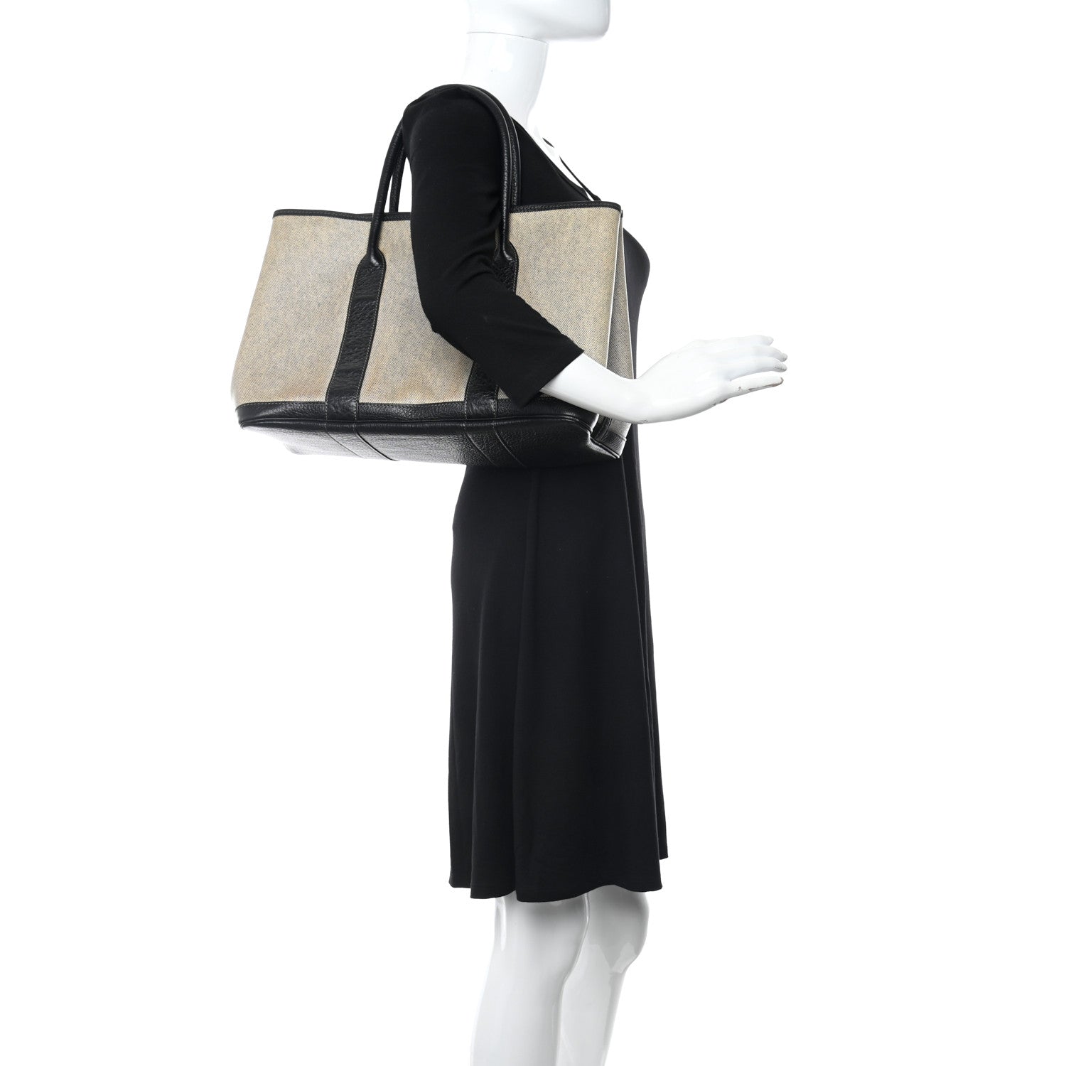 Hermes Twill H Negonda Garden Party 36 MM Tote Ecru Black 2 of 9