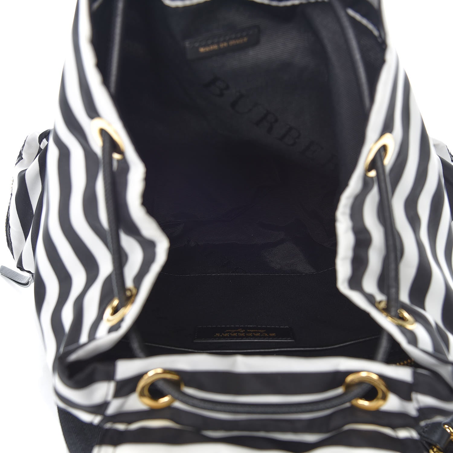 Burberry Nylon Striped Medium Rucksack Backpack Black White 7 of 10