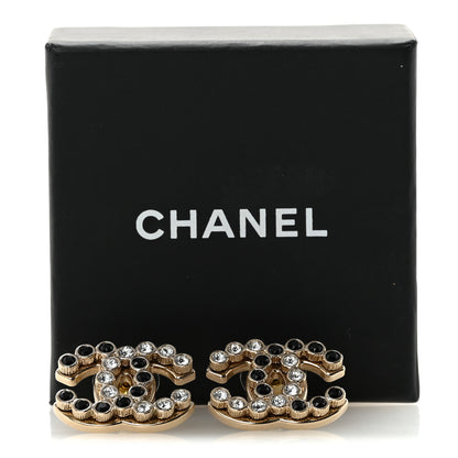 Chanel Crystal CC Earrings Black Gold 5 of 5