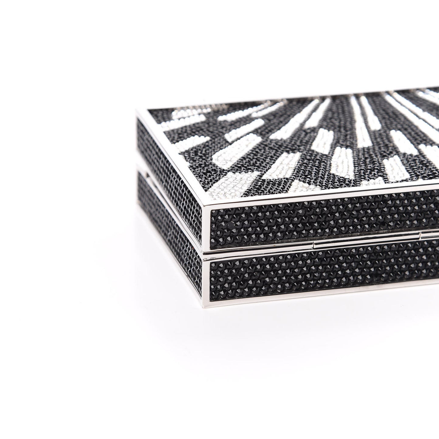 Crystal Minaudiere Clutch Black Silver