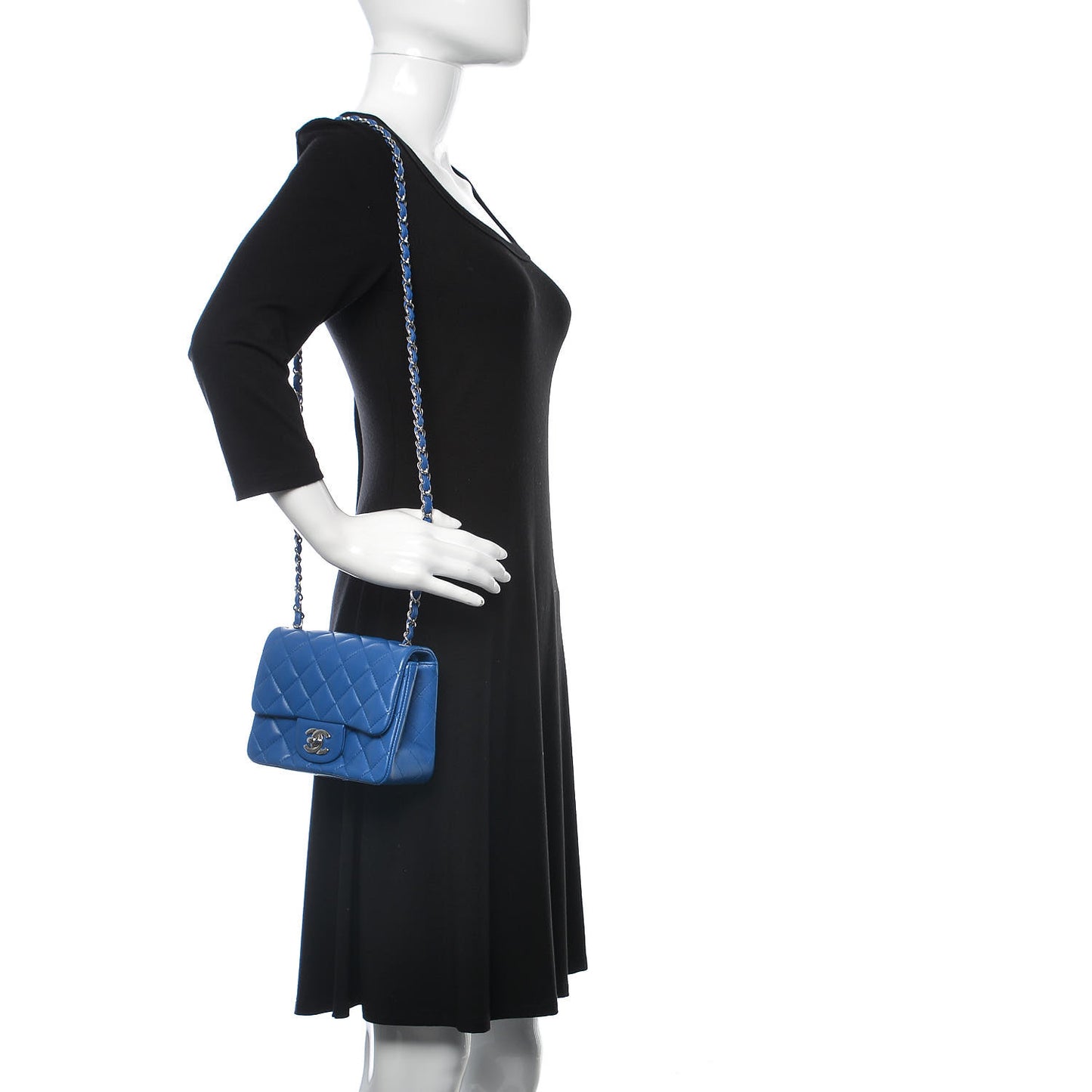 Lambskin Quilted Mini Square Flap Blue