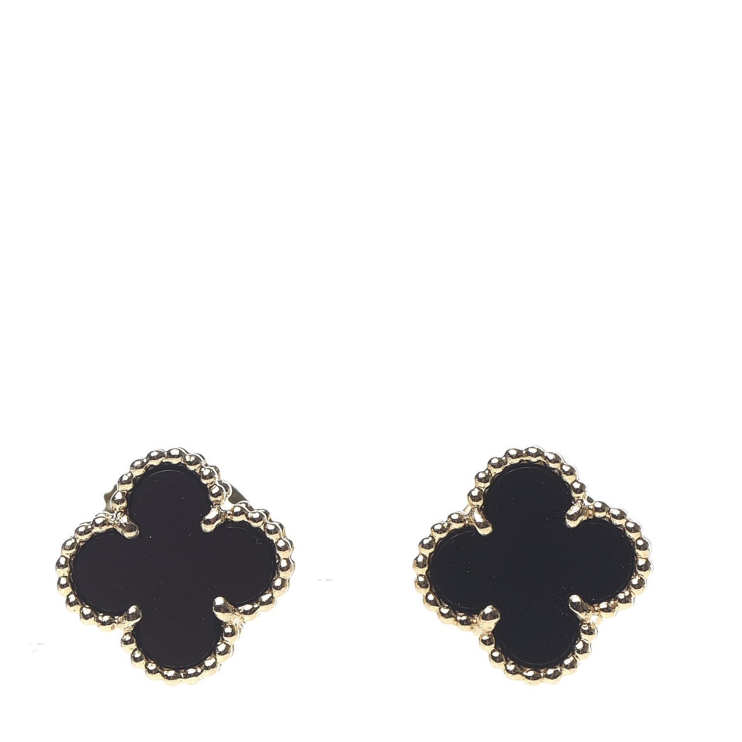 18K Yellow Gold Black Onyx Sweet Alhambra Earrings