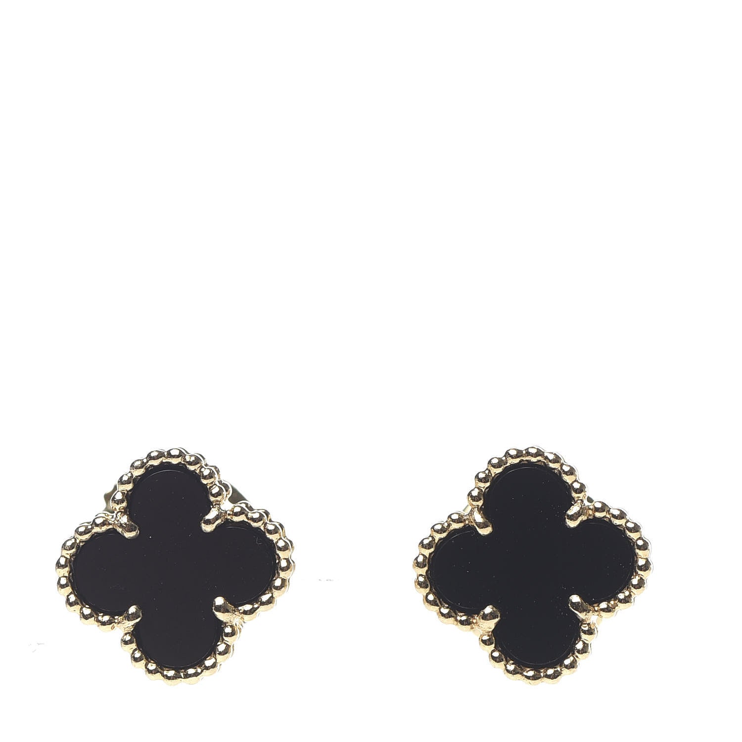 Van Cleef & Arpels 18K Yellow Gold Black Onyx Sweet Alhambra Earrings 1 of 7