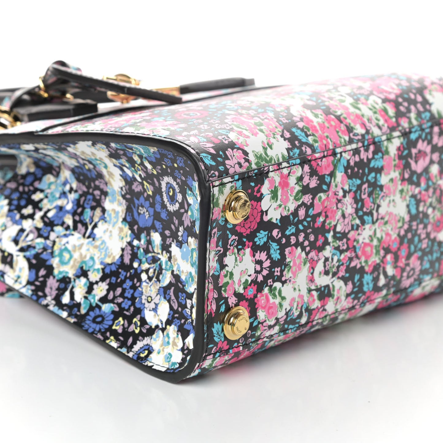 Calfskin Floral Print Mini City Steamer Black