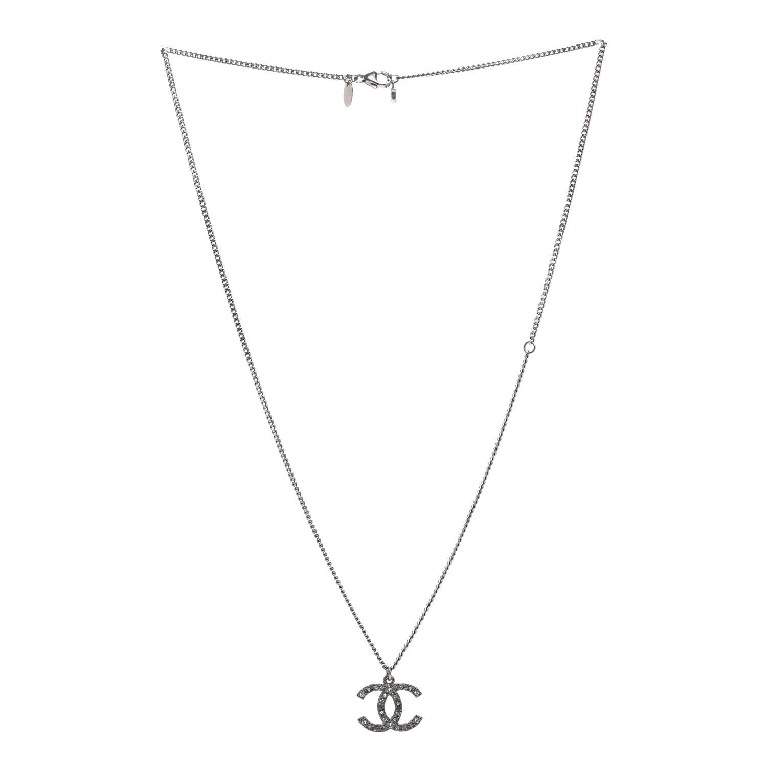 Chanel Crystal Timeless CC Necklace Ruthenium 3 of 4