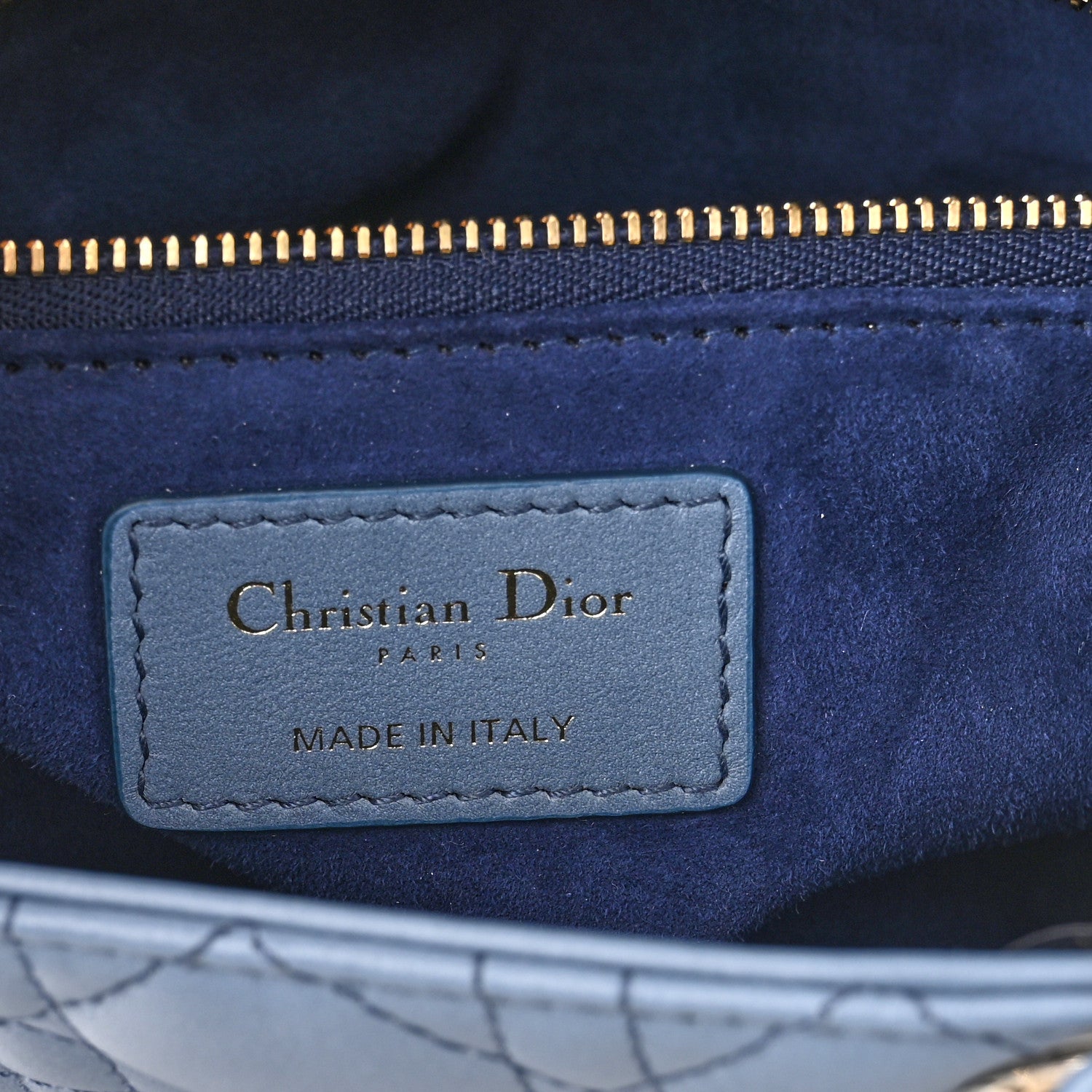 Christian Dior Lambskin Cannage Gradient Medium Lady Dior Blue 6 of 11