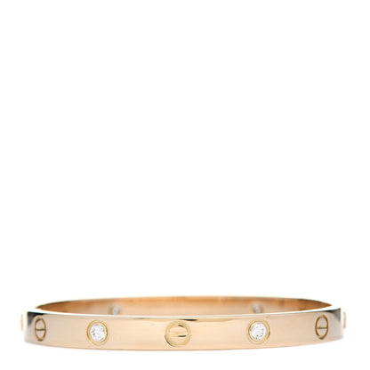 Cartier 18K Yellow Gold 4 Diamond LOVE Bracelet 17 3 of 7