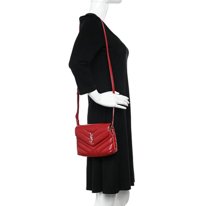 Saint Laurent Calfskin Y Quilted Monogram Toy Loulou Crossbody Bag Rouge Eros 2 of 11