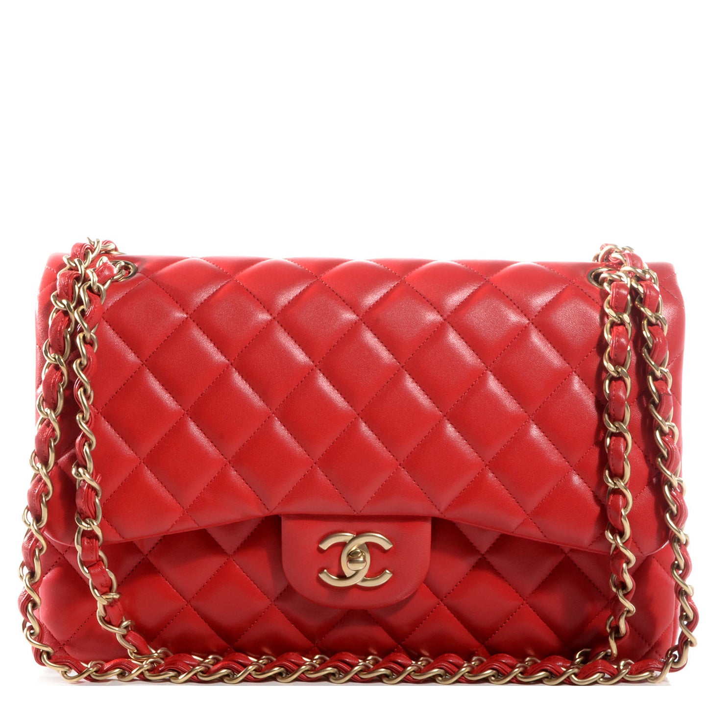 Lambskin Jumbo Double Flap Red