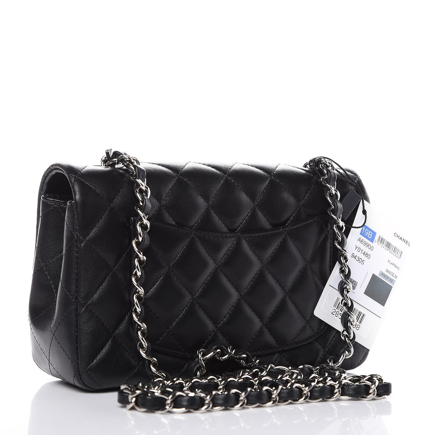 Lambskin Quilted Mini Rectangular Flap Black