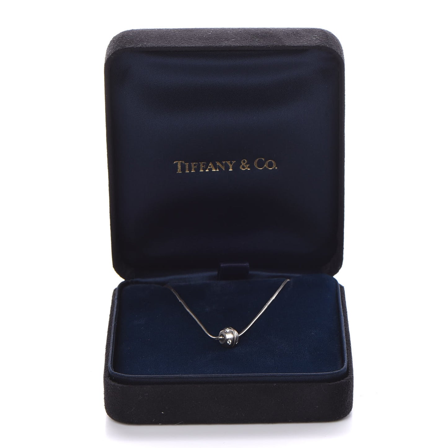 18K White Gold Diamond Streamerica Barrel Necklace
